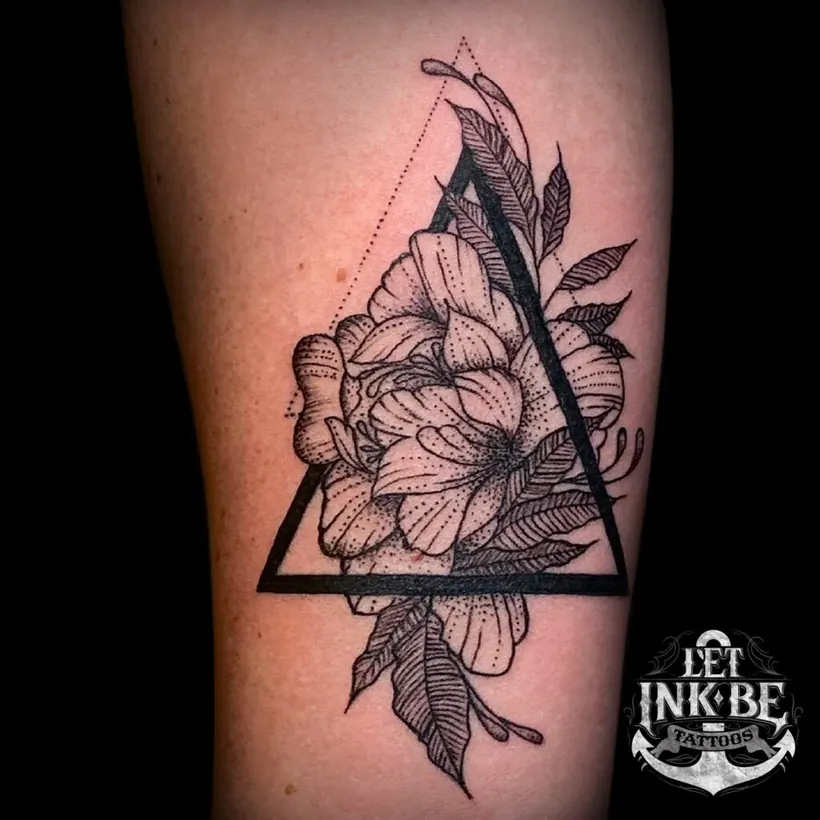 floral tattoo black and grey