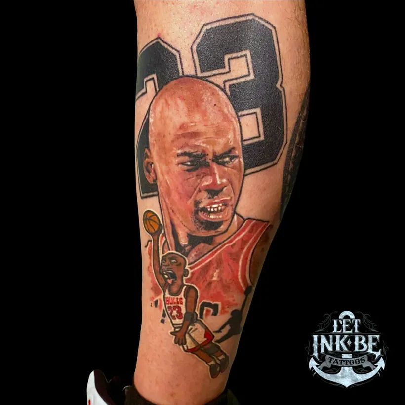 colour tattoo portret Michael Jordan