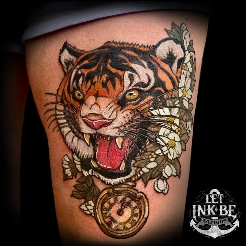 newschool tattoo tijger